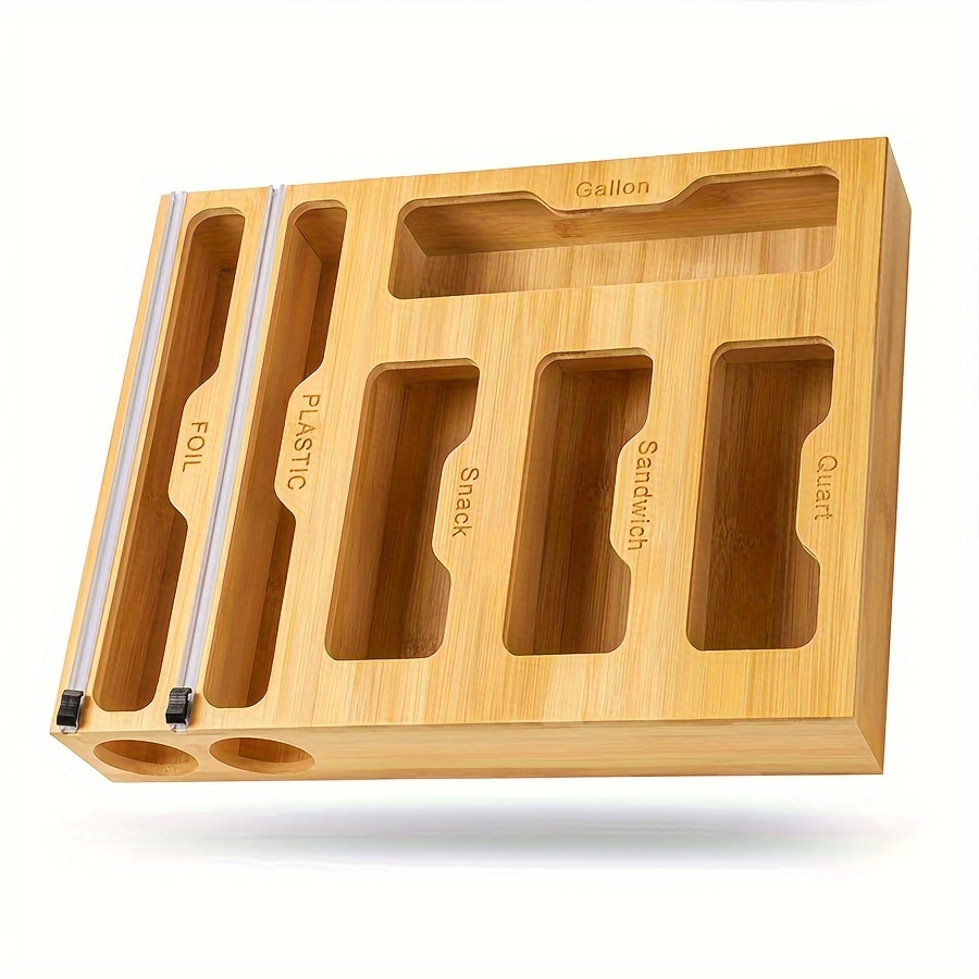 Bamboo Food Sealed Bag Organizer For Drawer Foil And Plastic - Temu