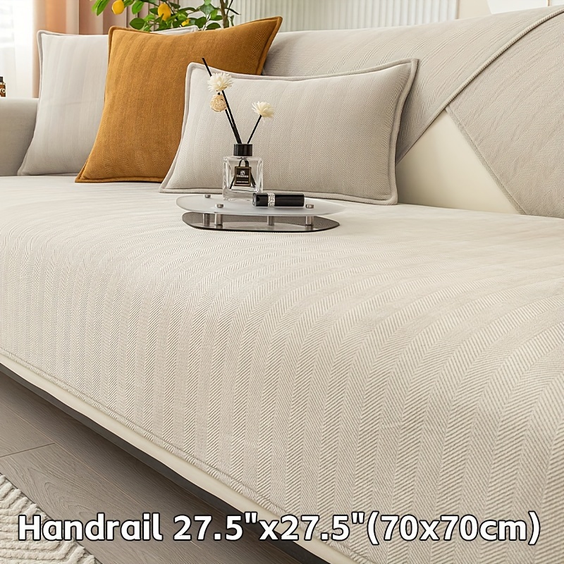 TEMU 1pc Chenille Ribbed Sofa Cover - Pet-friendly Non-slip Couch Protector For 3/2/4-seater & Sectional Sofas, Machine Washable Fabric, Contemporary