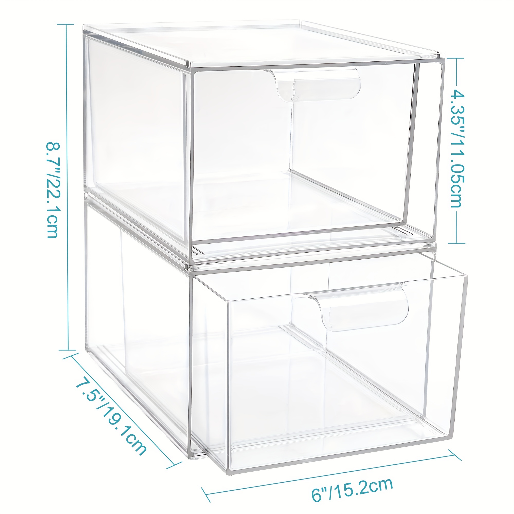 Clear Plastic Drawer Storage Basket, Stackable Organizer Box, Perfect For  Cabinets, Bathroom, Office, Fridge, Desks, Shelves, Cupboards,dressers  Storage And Organization - Temu