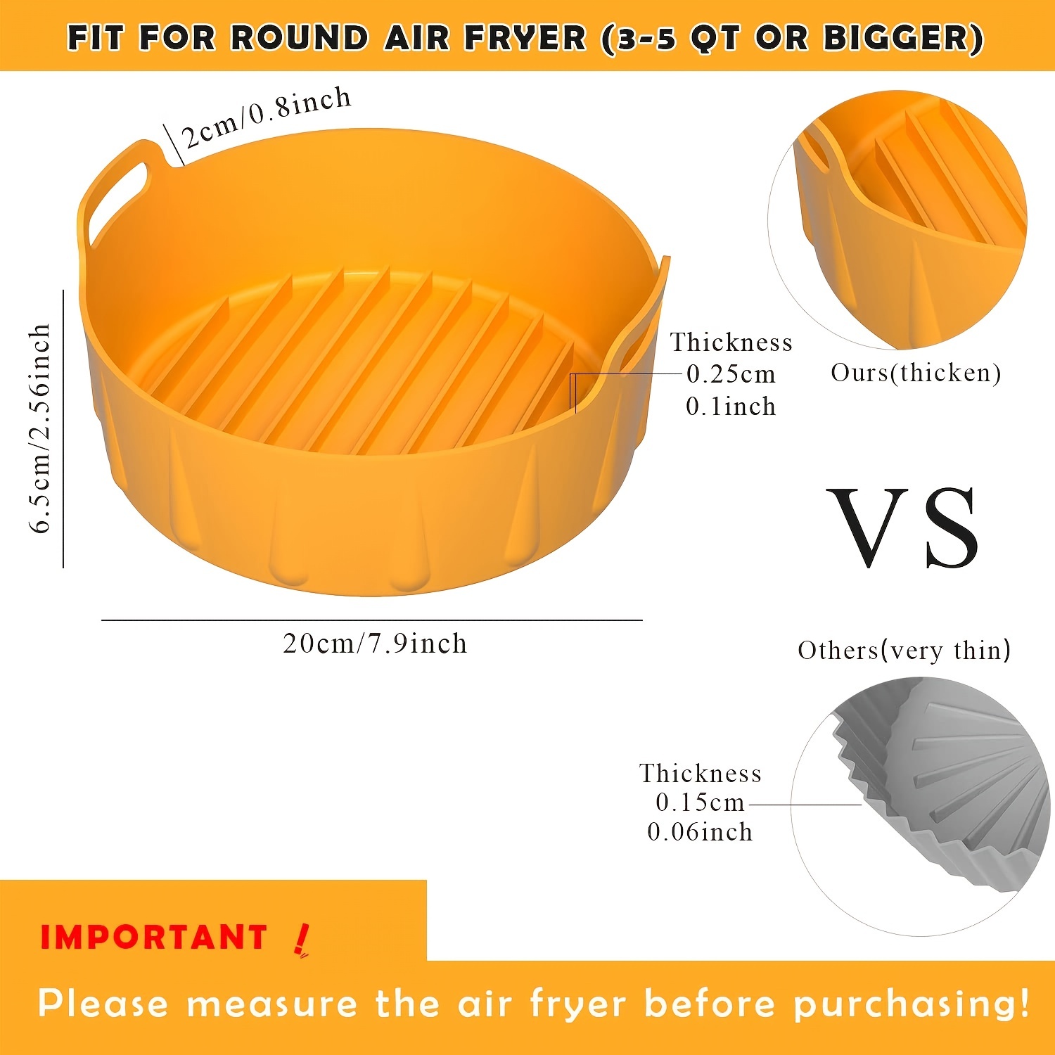 Silicone Air Fryer Liners For Ultrean 4.2 Qt - 6 Qt Air Fryer, Reusable Air  Fryer Silicone Basket Silicone Pot Round Air Fryer Oven Accessories  Compatible With Ultrean Air Fryer - Temu