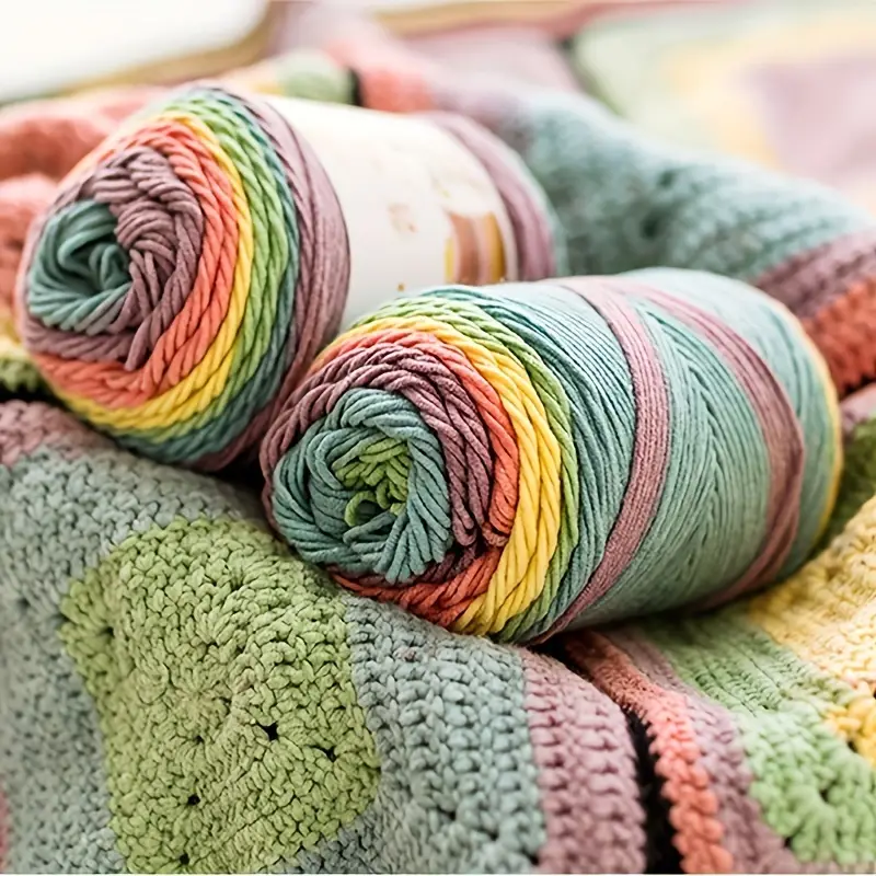 Soft Gradient Rainbow Color Yarn With 2 Stitch Makers For - Temu