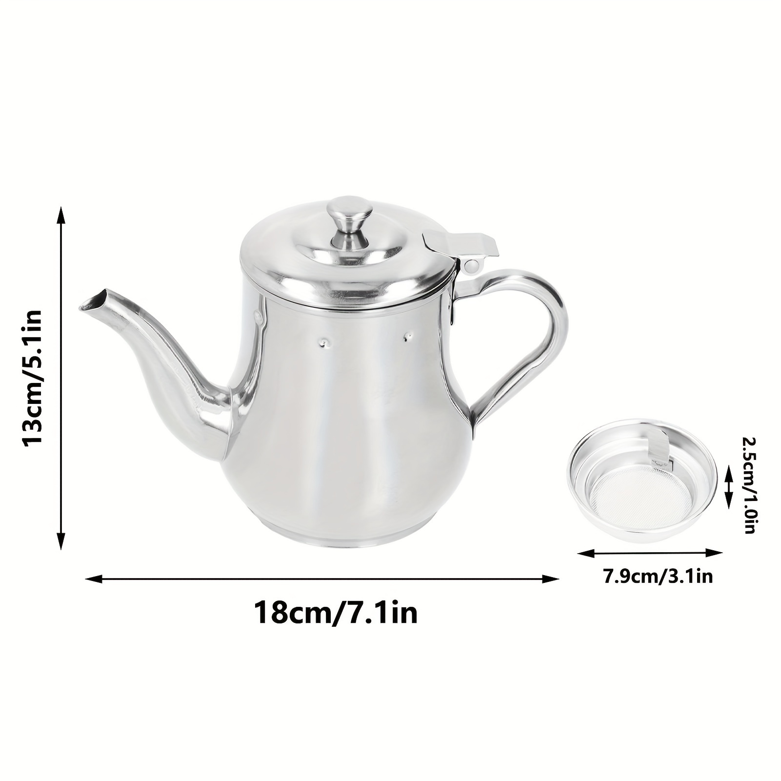 1pc, Stainless Steel Gooseneck Teapot With Filter, Metal Tea Pot Kettle  Coffee Server Olive Oil Can Table Serving Pot For Home, Restaurant,  Outdoor, D