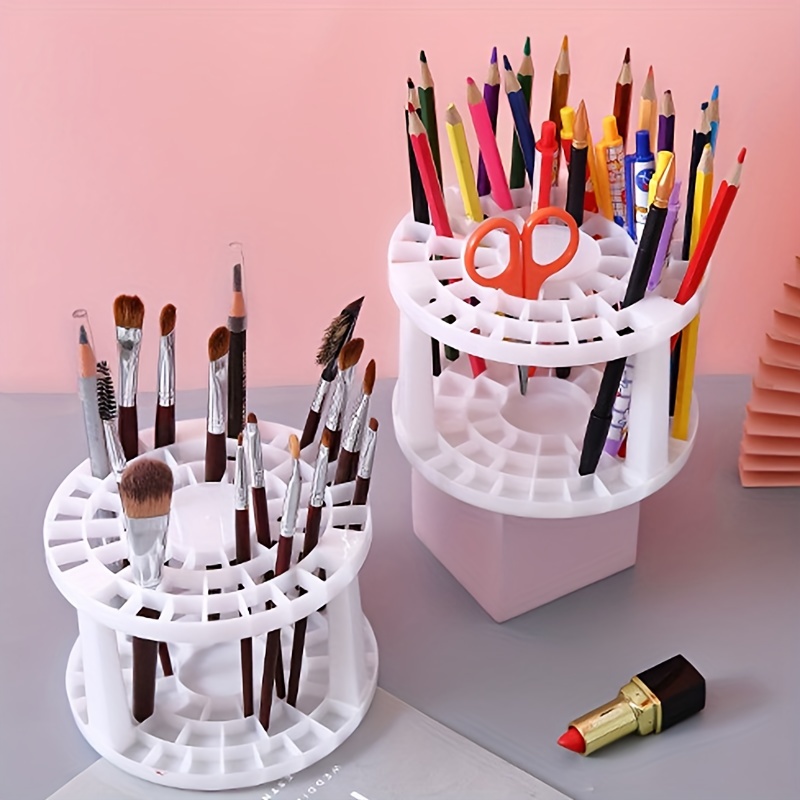 Makeup Brush Rack Stand Round Professional High Capacity - Temu