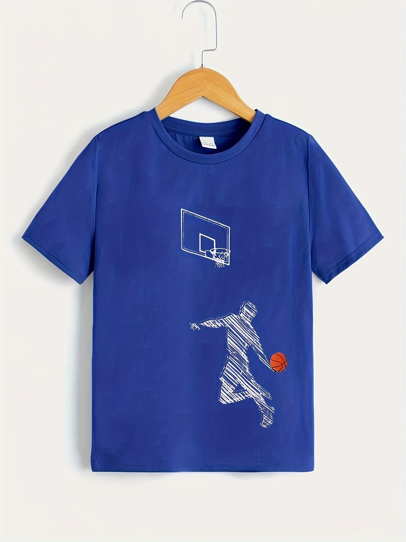 Basketball Print Boys Creative T Shirt Casual Lightweight Comfy