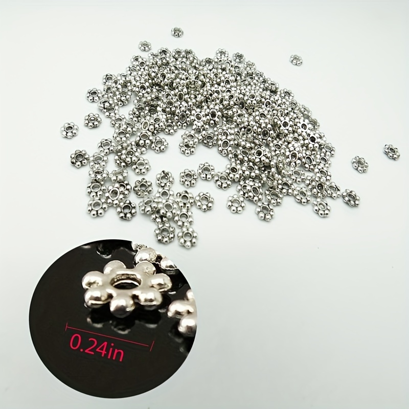 Lot Daisy Flower Spacers Bead Metal Silvery Spacer Beads For - Temu