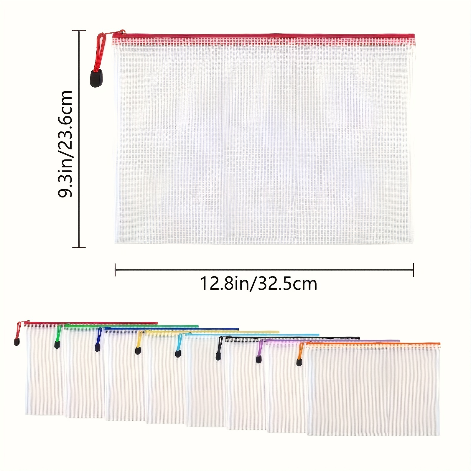 Buy 10 Pack Mesh Zipper Pouch Document Bag for School Office Supplies  Storage Bags - A4 Waterproof Plastic Zip File Folders - Letter Size Plastic  Pouch with Zipper - Mesh Storage Bags