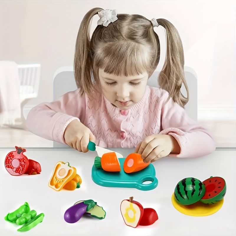 100 piezas de juguete de comida para cortar para niños, cocina, juguetes de  comida para niños