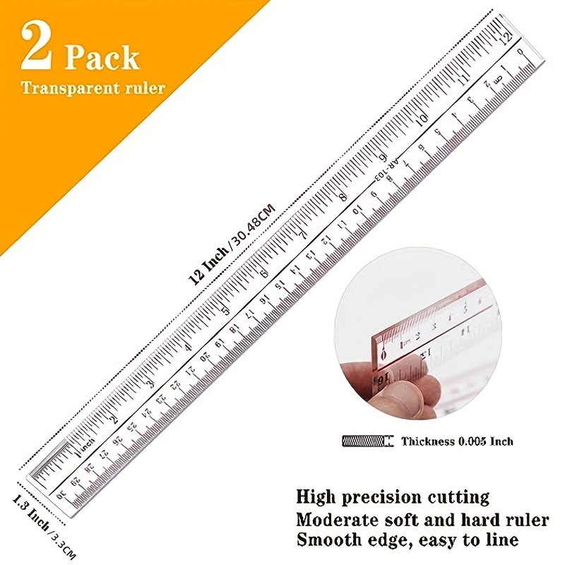 Lot de 2 règles de 30 cm avec centimètres et pouces, outils de mesure en  plastique, transparent : : Fournitures pour le bureau