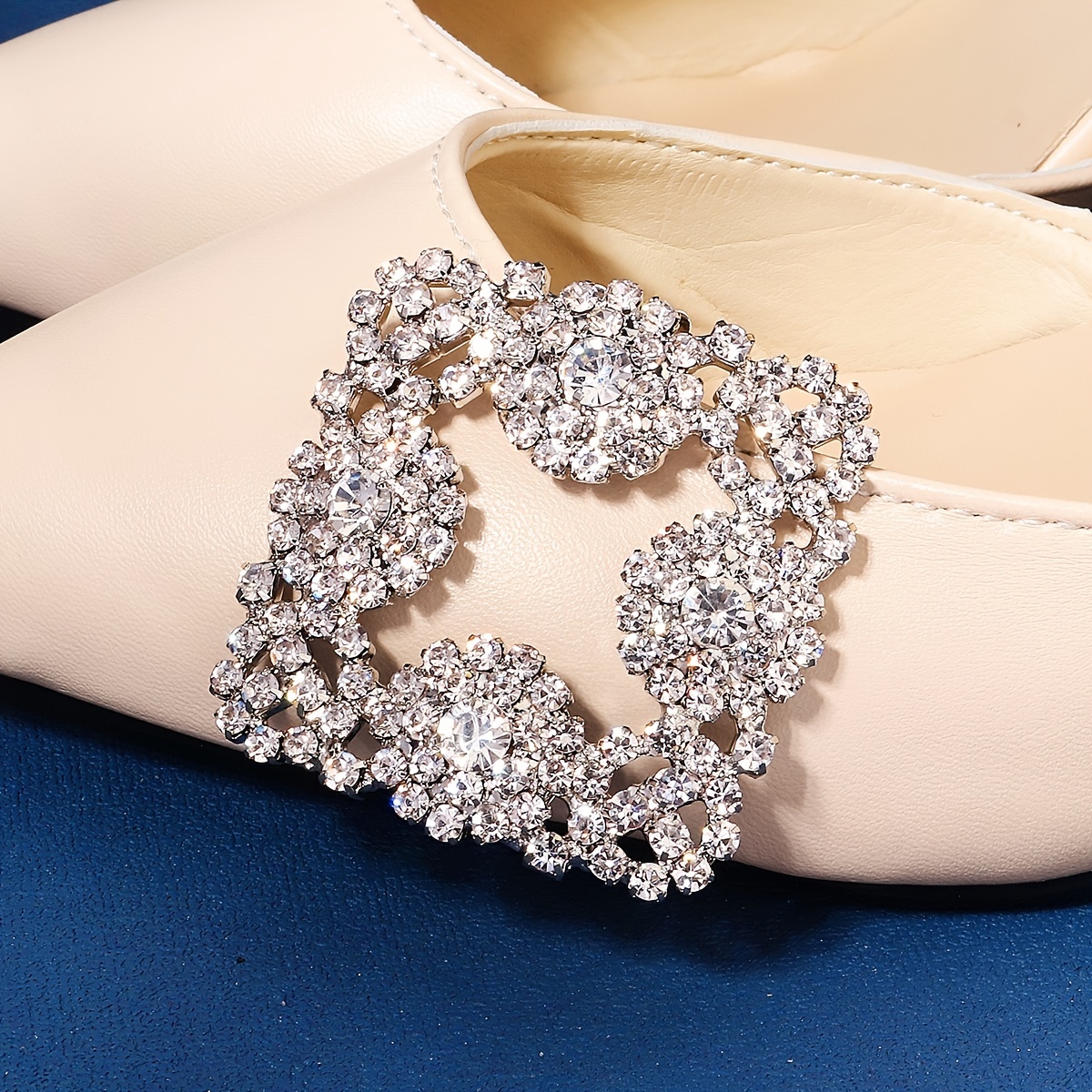 Elegant Rhinestone Crystal Shoe Clips Shoes Decoration Charms Shoe Buckle Dress Hat Beanie Shoes Clips for Wedding Party 1pair,Temu