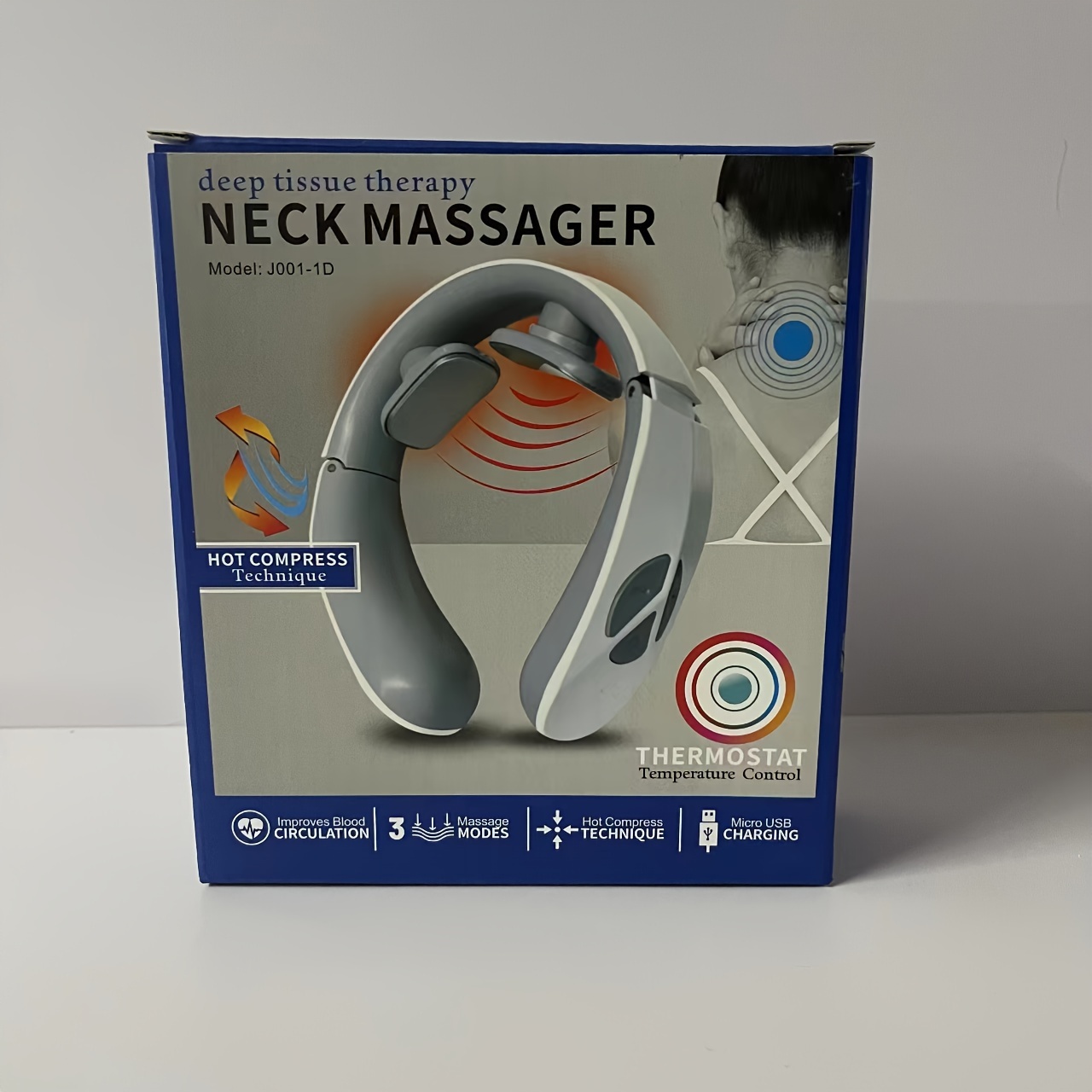 Neck Massager With Heat, Ems Portable Lymphatic Relief Neck Massager,electric  Pulse Neck Massager Cordless For Pain Relief, 4 Modes 9 Levels Deep Tiss