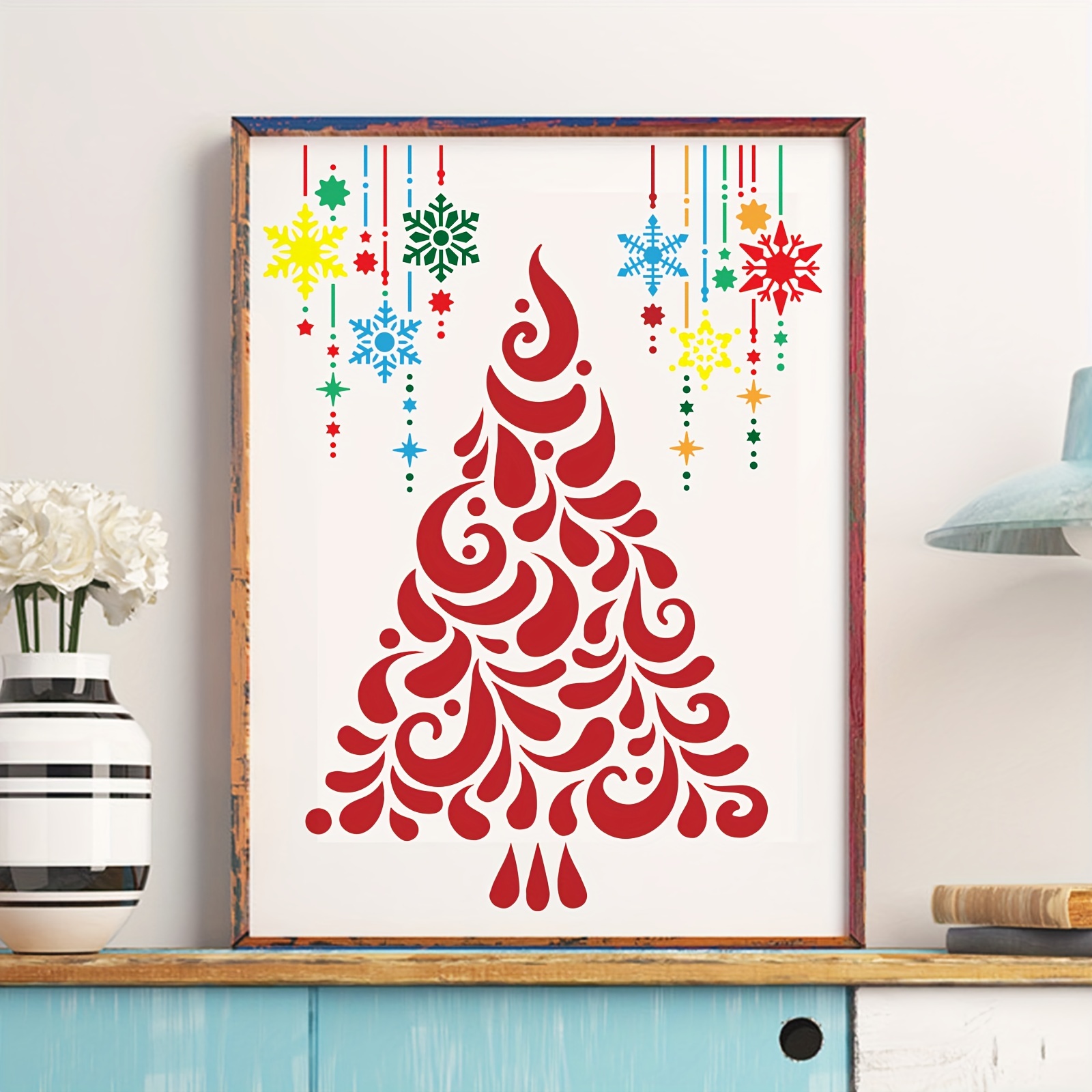 Christmas Themed Painting Stencils Reusable Plastic Template - Temu