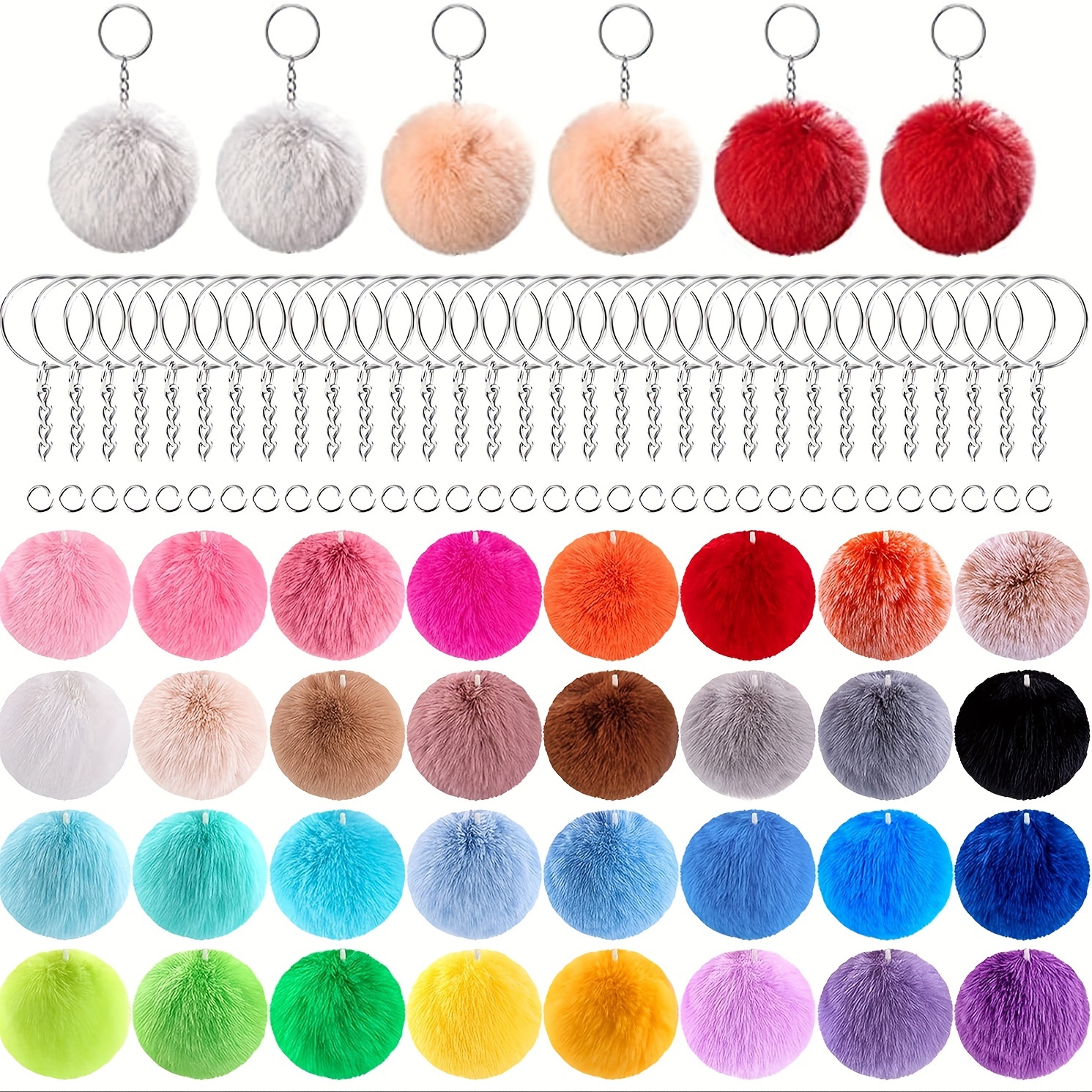 TINYSOME 50 Pieces/set Keychain DIY Round Bead Making Kit for Bracelet  Necklace Craft 