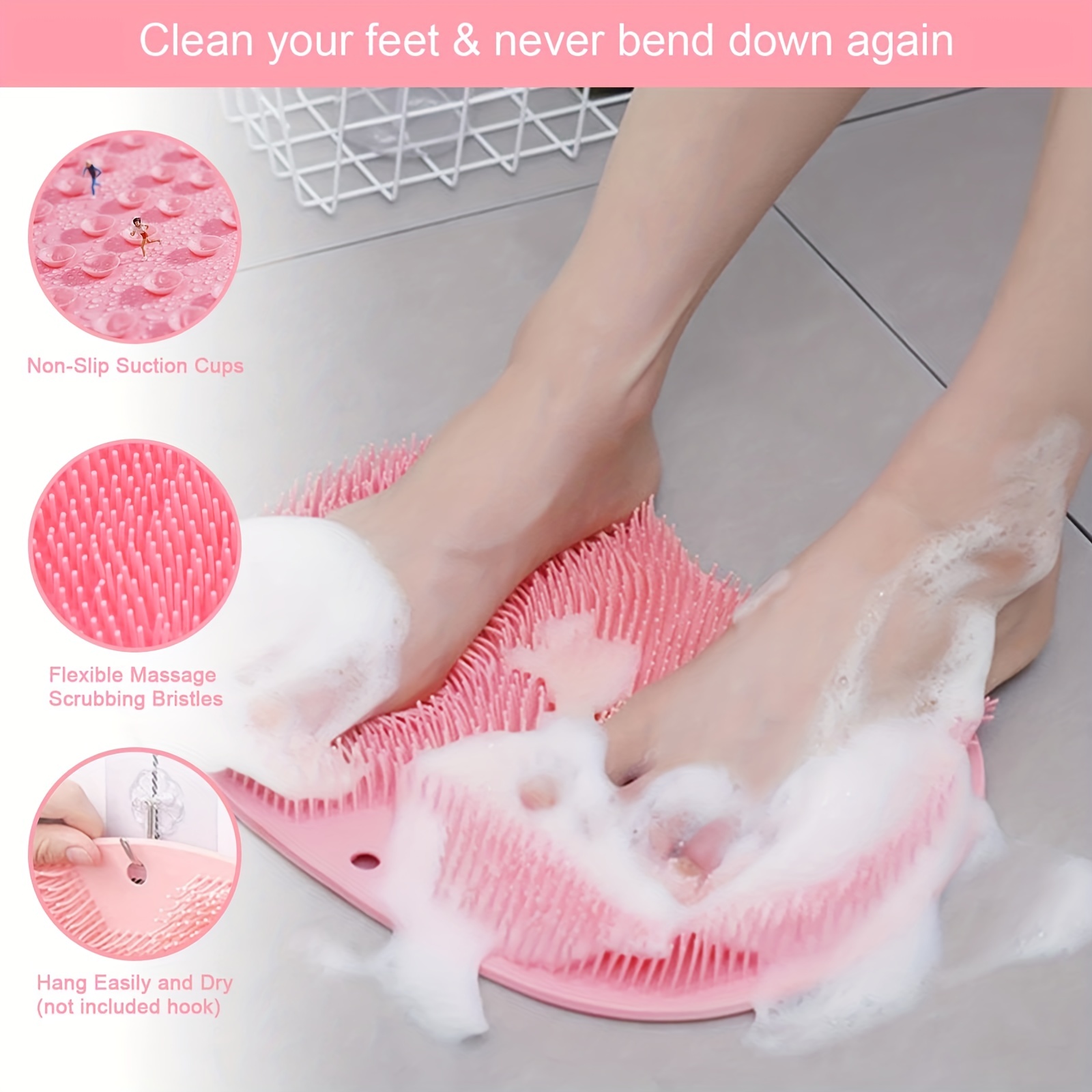 Massage Bath Shower Foot Scrubber Mat Non slip Shower Mat - Temu