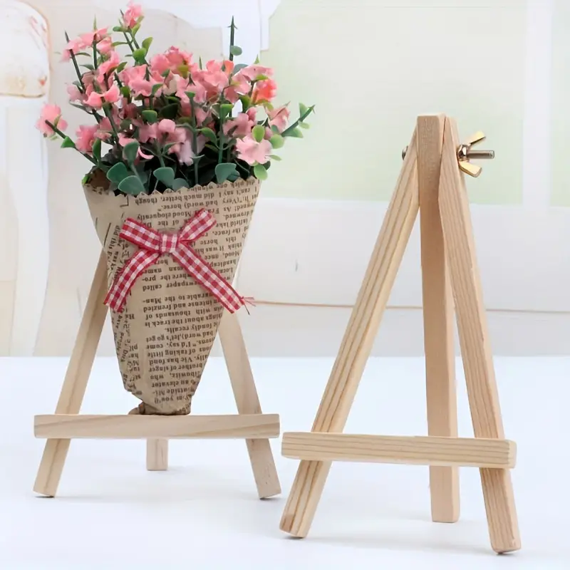 1pc Simple Desktop Mobile Phone Stand With Screws Foldable Tripod,  5.91*3.15inch Wooden Small Picture Stand Mini Picture Stand Painting Small  Desktop