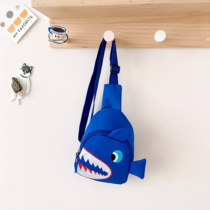 Boy's Chest Bag Cartoon Cute Shark Messenger Bag Nylon Waist