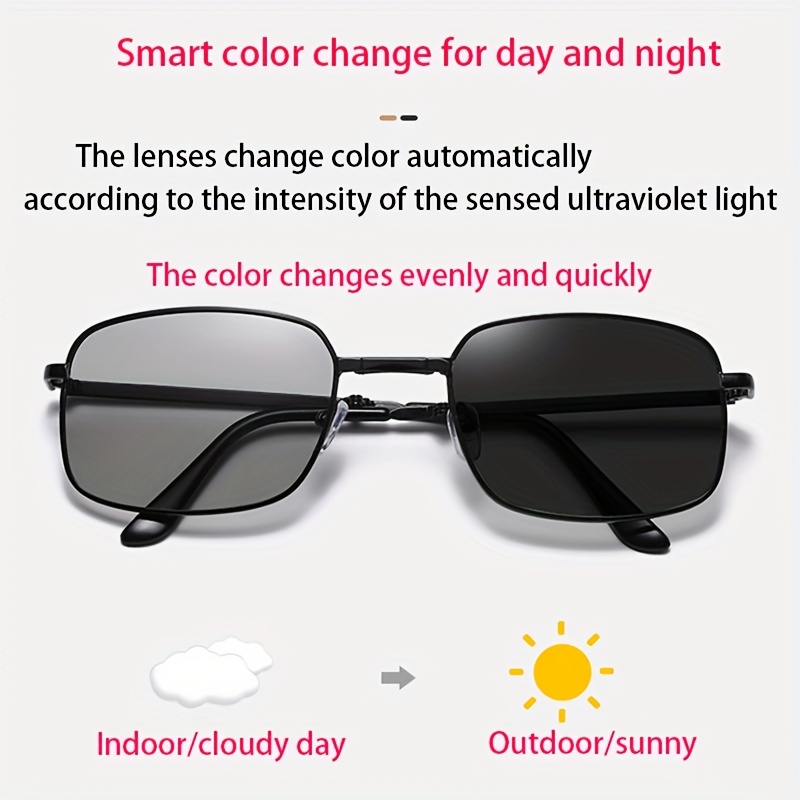 1pc Men's Foldable Photochromic Sunglasses, UV Protection Driving Fishing  Special Glasses, Metal Polarized Sunglasses
