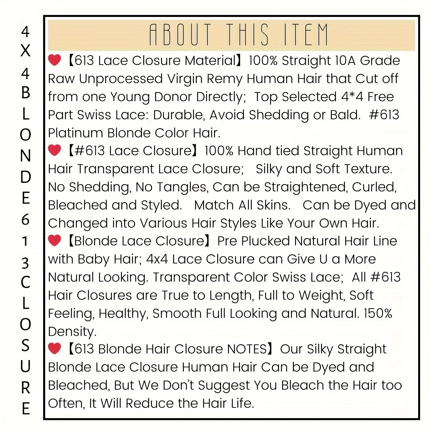 613 Straight 3 pcs + HD 4*5 Closure