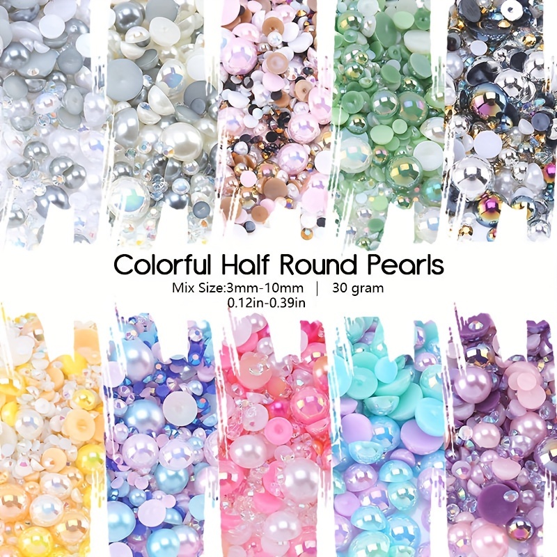 Shining Delicate Flatback Pearls And Rhinestone Mixed Size - Temu