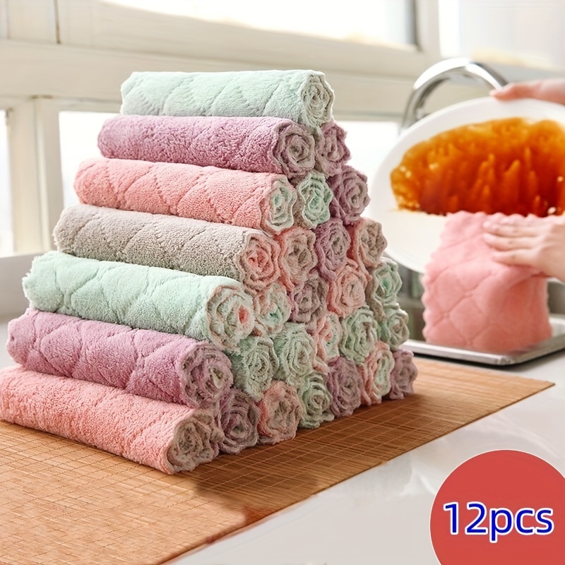12Pcs Kitchen Dish Cloths, 8.6 Absorbent Coral Velvet Dish Towels - Bed  Bath & Beyond - 39675859