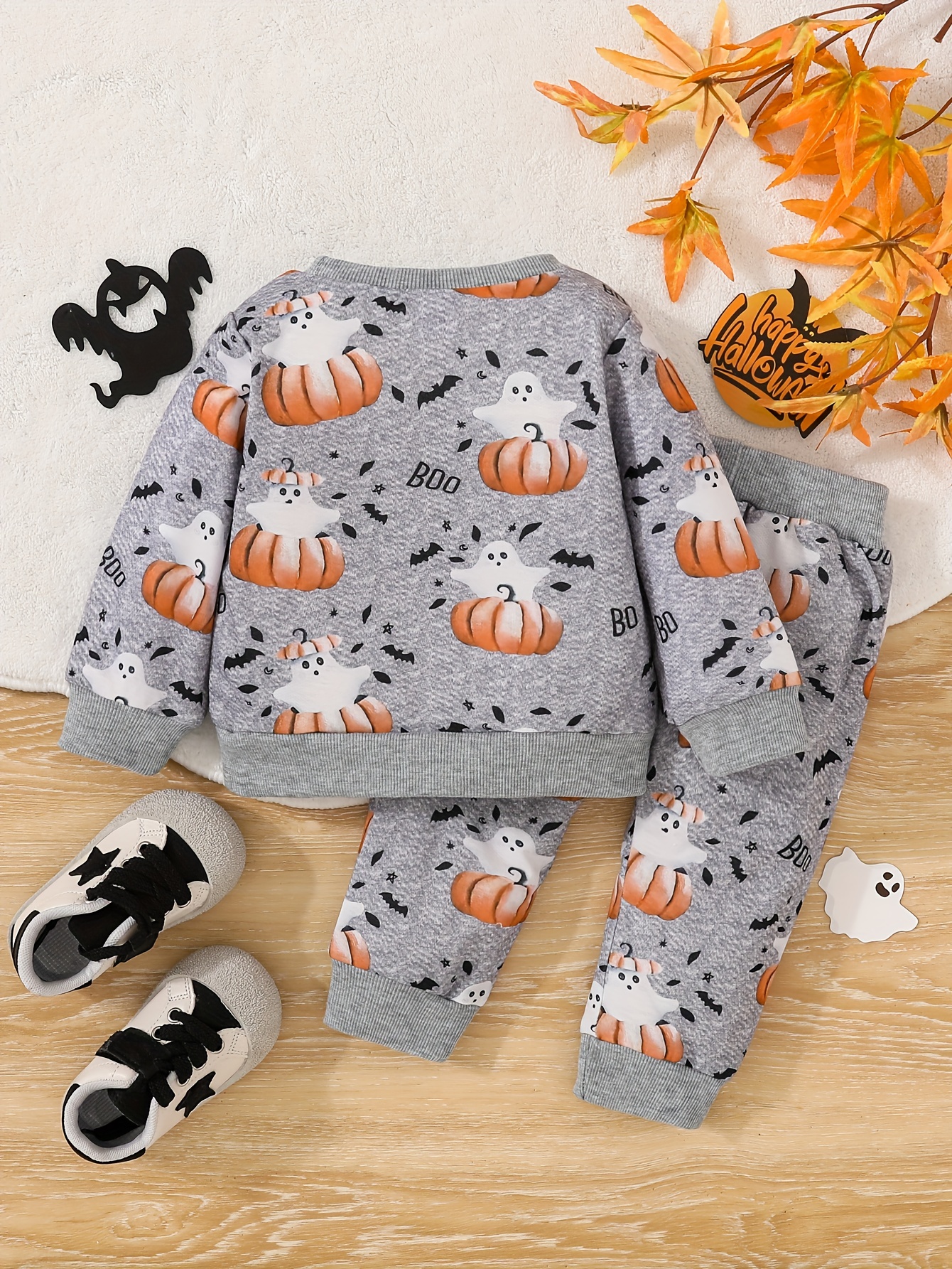 Halloween Baby Cute Matching Set - Cartoon Graphic Pullover Top