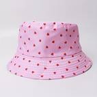 cartoon heart print bucket hat pink casual fisherman cap sunscreen basin hat travel beach hats