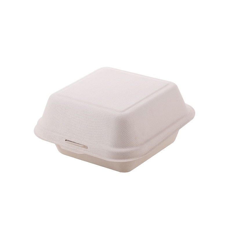 10PCS Disposable Biodegradable 6 Inch Hamburger Box,Bento Lunch Box Baking  Cak Food Containers Dessert Protection