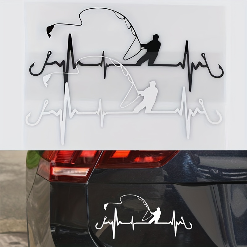 

Creative Car Sticker, Heartbeat Fishing Vinyl Anti-uv, Waterproof Auto Window Body Pvc Decals