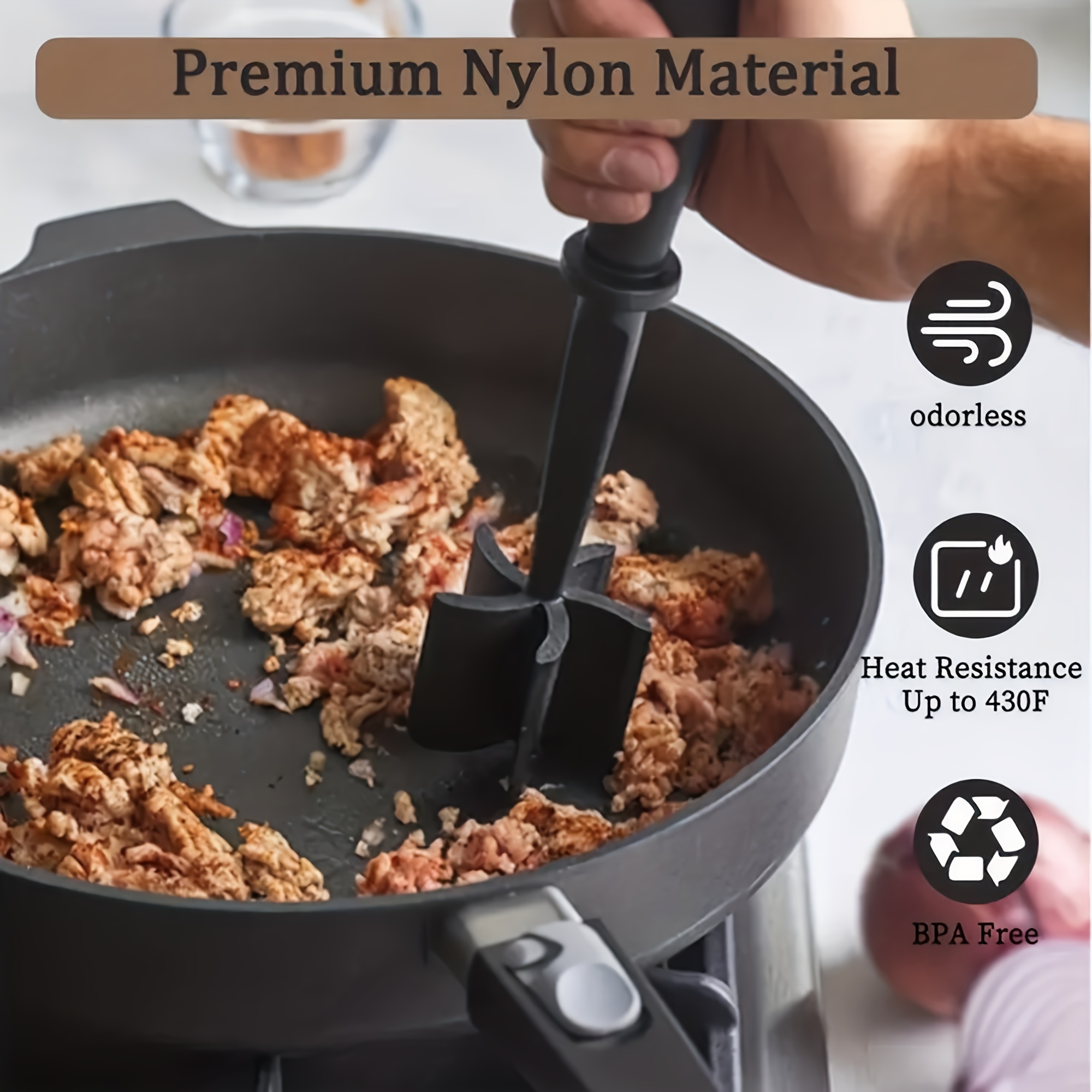 Multifunctional Heat Resistant Meat Masher Nylon Meat Chopper