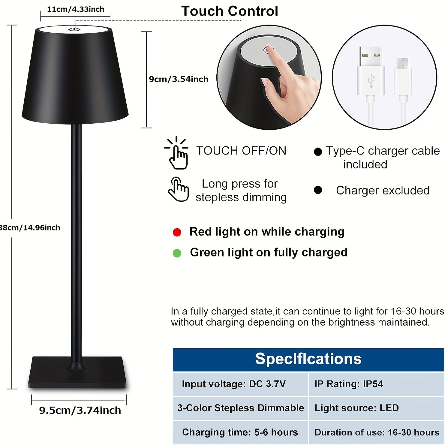 Battery Powered Table Lamps Cordless Battery Operated Lamps with Timer