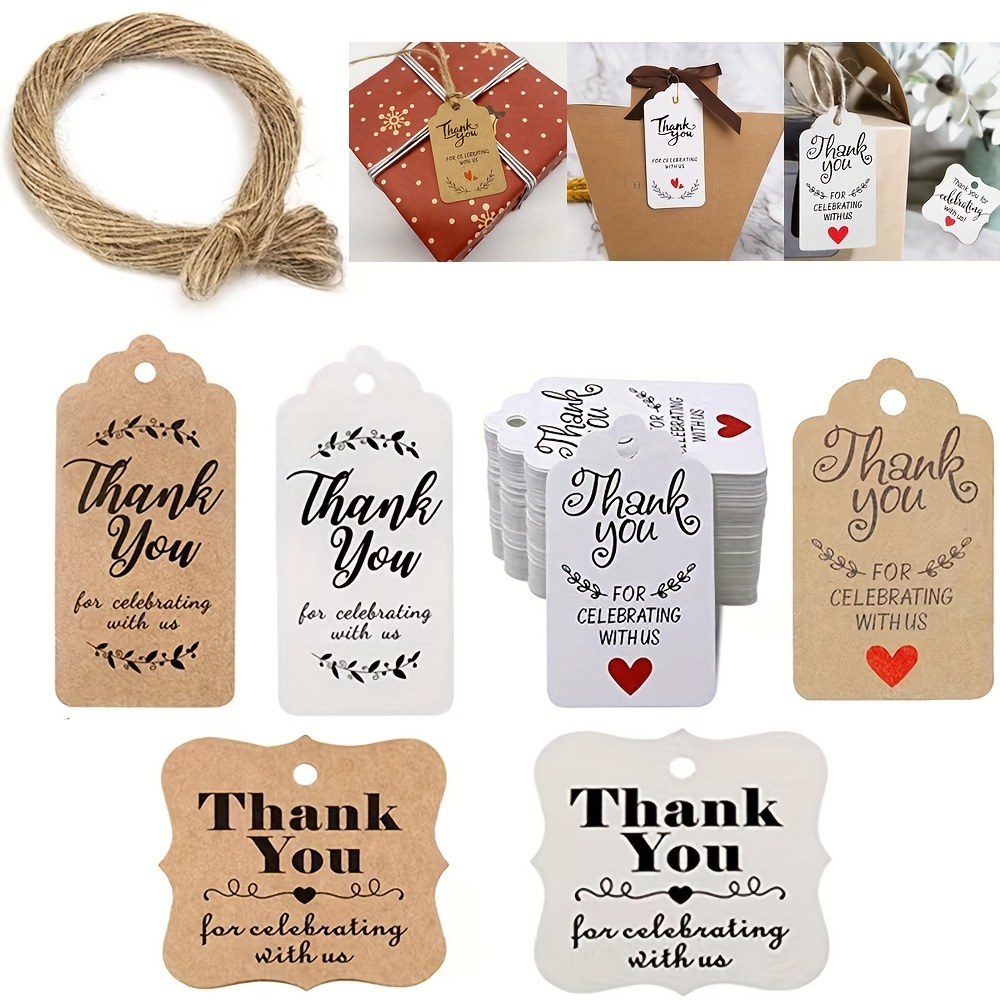 100PCS Natural Kraft Paper Thank You With Red Heart With 787.4inch Jute  Twine Gift Tags For Price Garment Tags DIY Crafts Clothing Tags