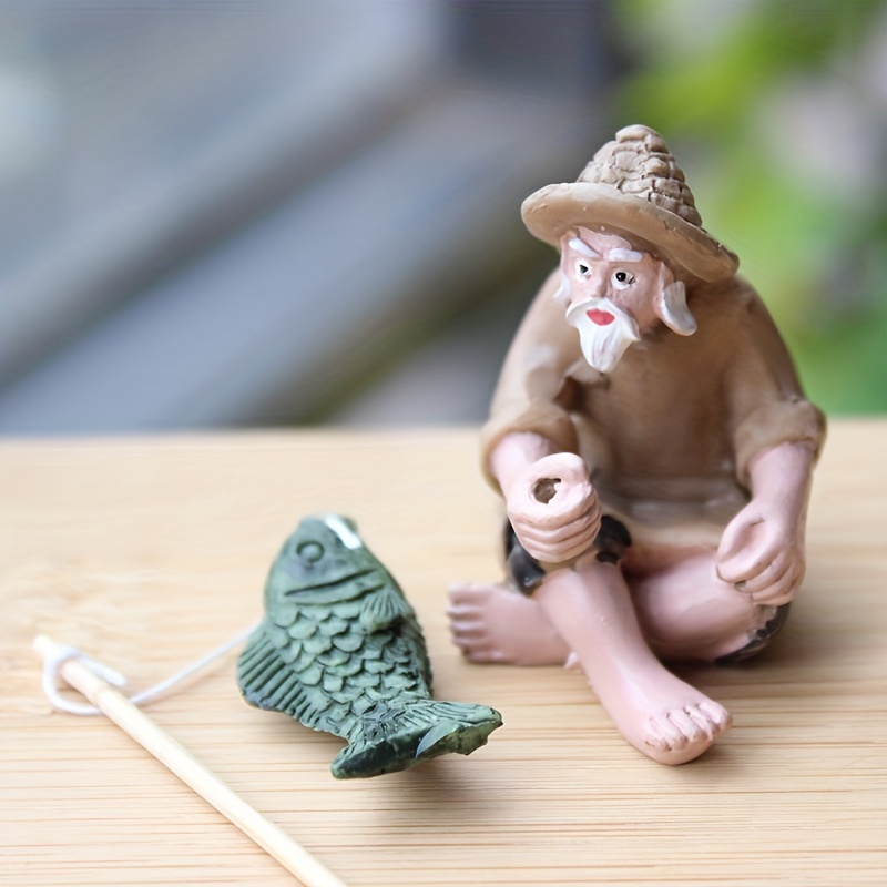 Old Man Fishing Statue Perfect Garden Ornament Micro - Temu