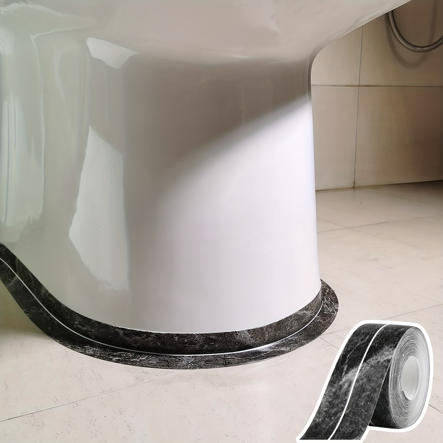Caulk Strip Tape, PVC Waterproof Self Adhesive Tape for Bathtub Bathroom Shower Toilet Kitchen Sink Floor Wall Corner Edge Sealing Protector with Seal