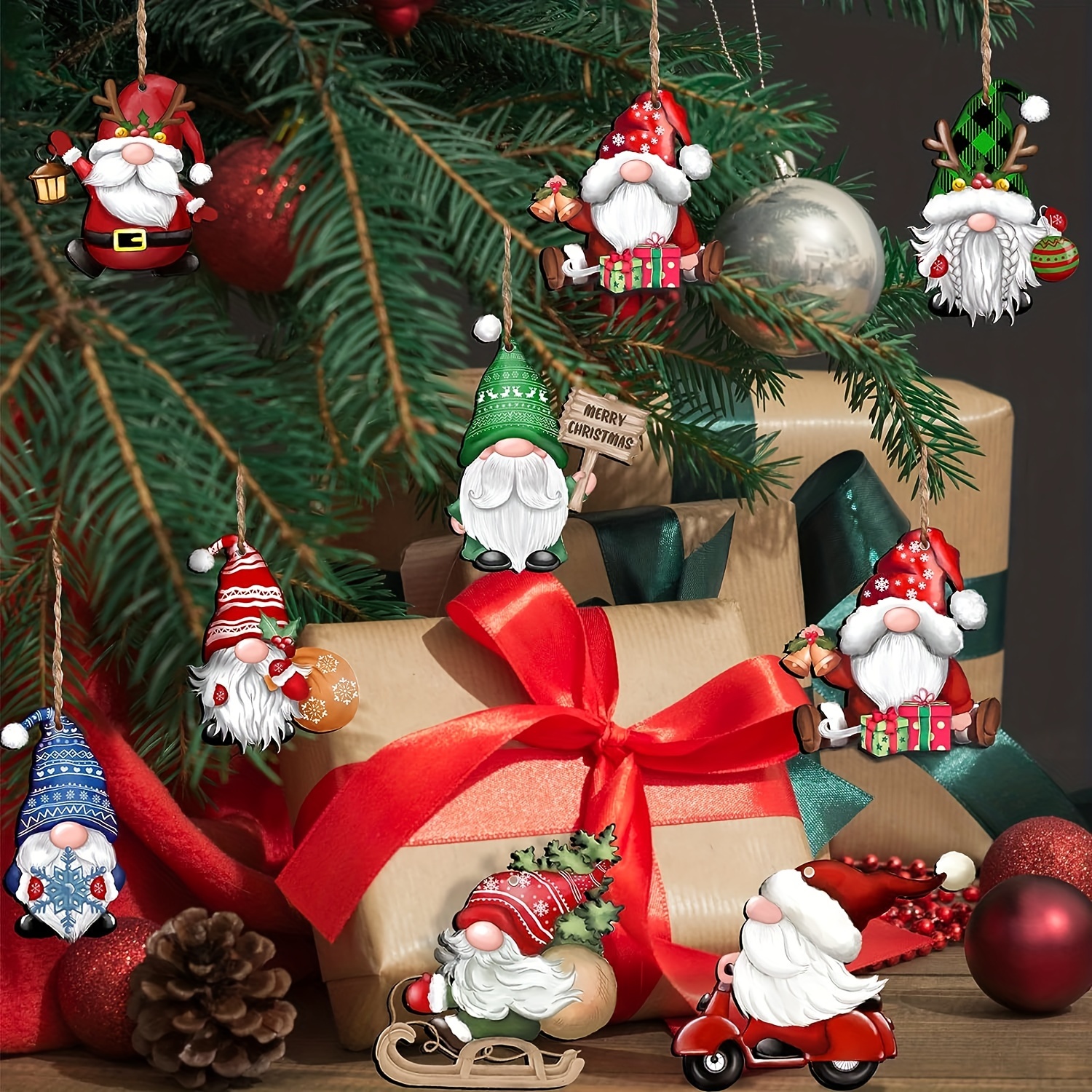 helloworld christmas tree hanging gnomes ornaments