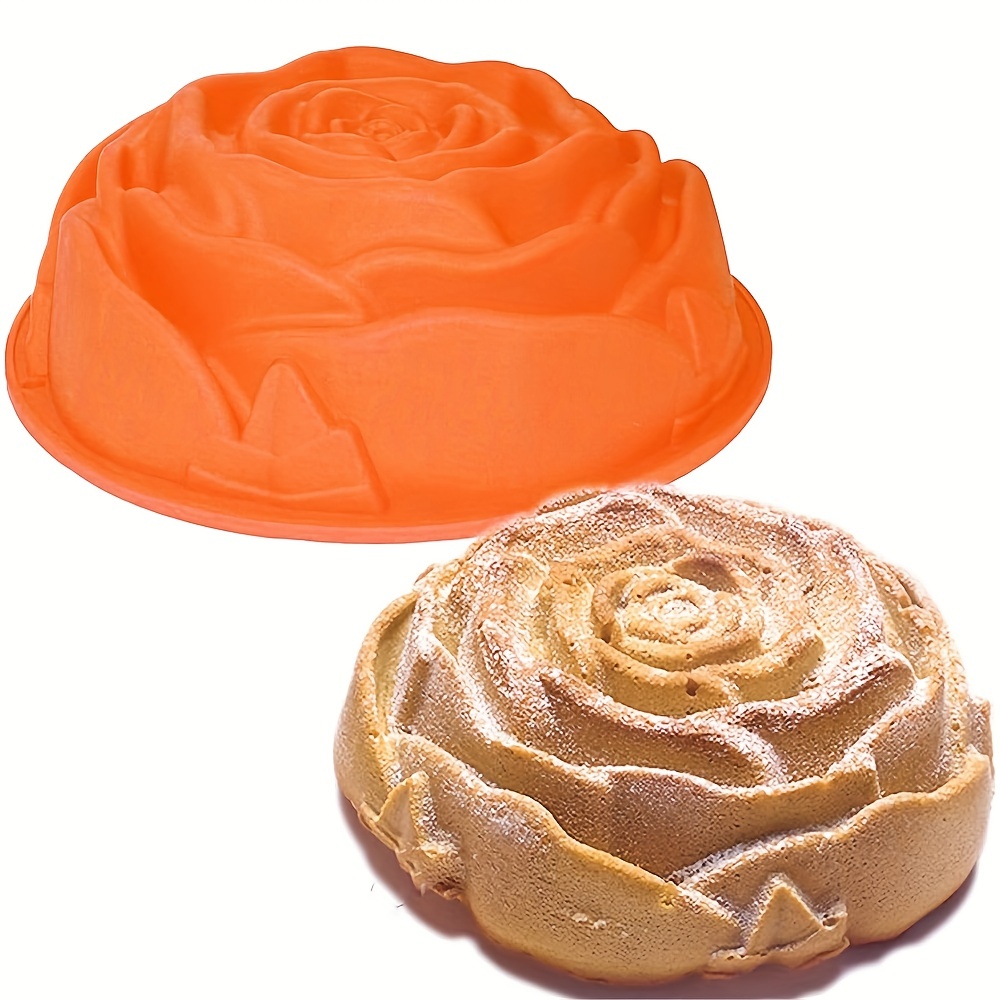 

1pc 9.45'' Big Rose Flower Birthday Cake Mold Silicone Cake Baking Pan, Silicone Mold For Anniversary Cake, Loaf, Muffin, Brownie, Cheesecake, Tart, Pie, Flan, Bread And More