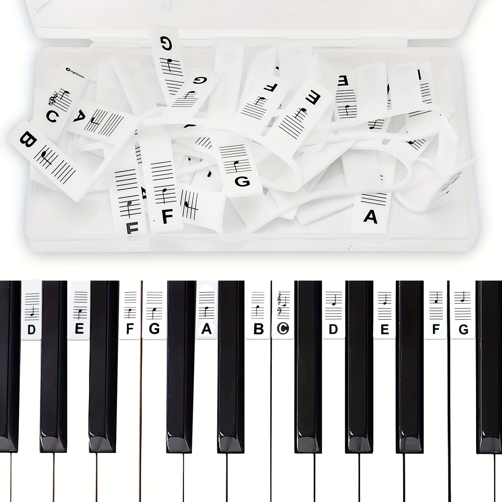 Piano Notes Guide Removable Learn Note Label for 88-key Full Size, Made of  Silicone Better Than Stickers 