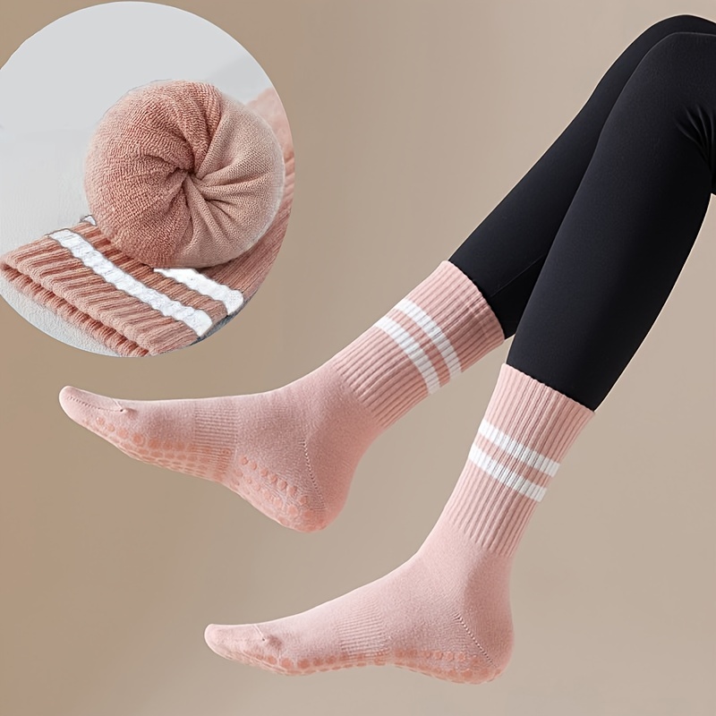 Non slip Grip Socks Terry Fleece Bottom Yoga Pilates Home - Temu