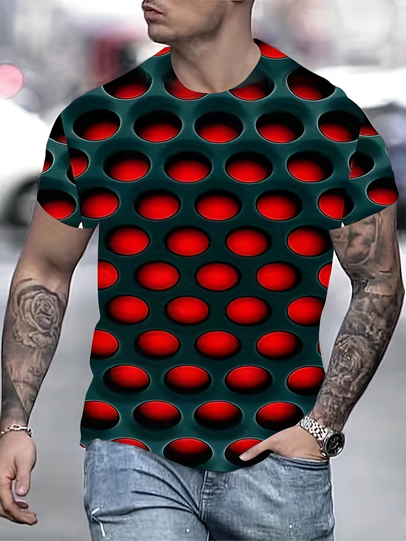 Plus Size Men's 3d Pattern Ugly Graphic Tees Male Comfy - Temu