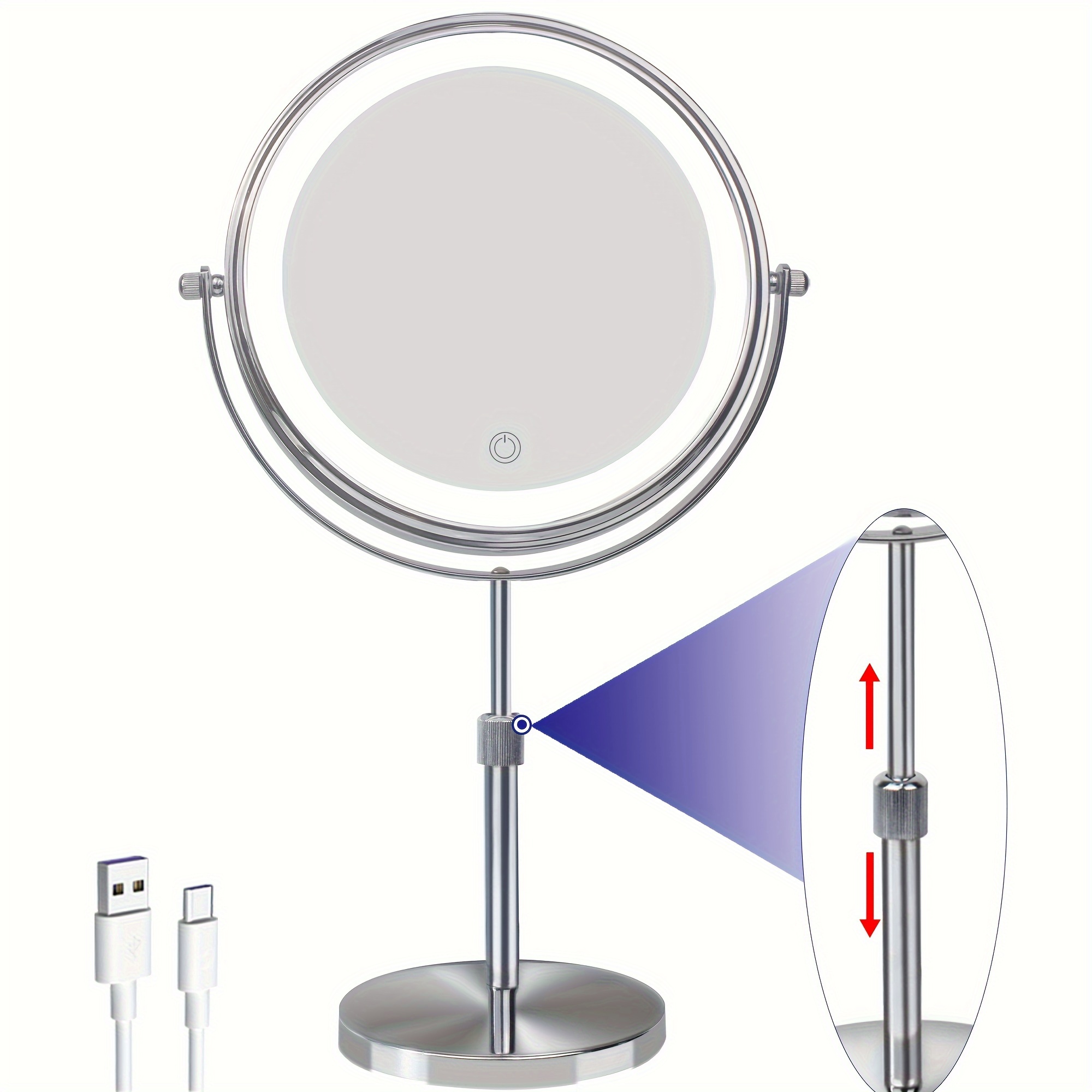 B Beauty Planet Espejo de aumento mejorado 2024 con luz, espejo de aumento  iluminado 20X con ventosa y pinzas, espejo de tocador de 3 colores