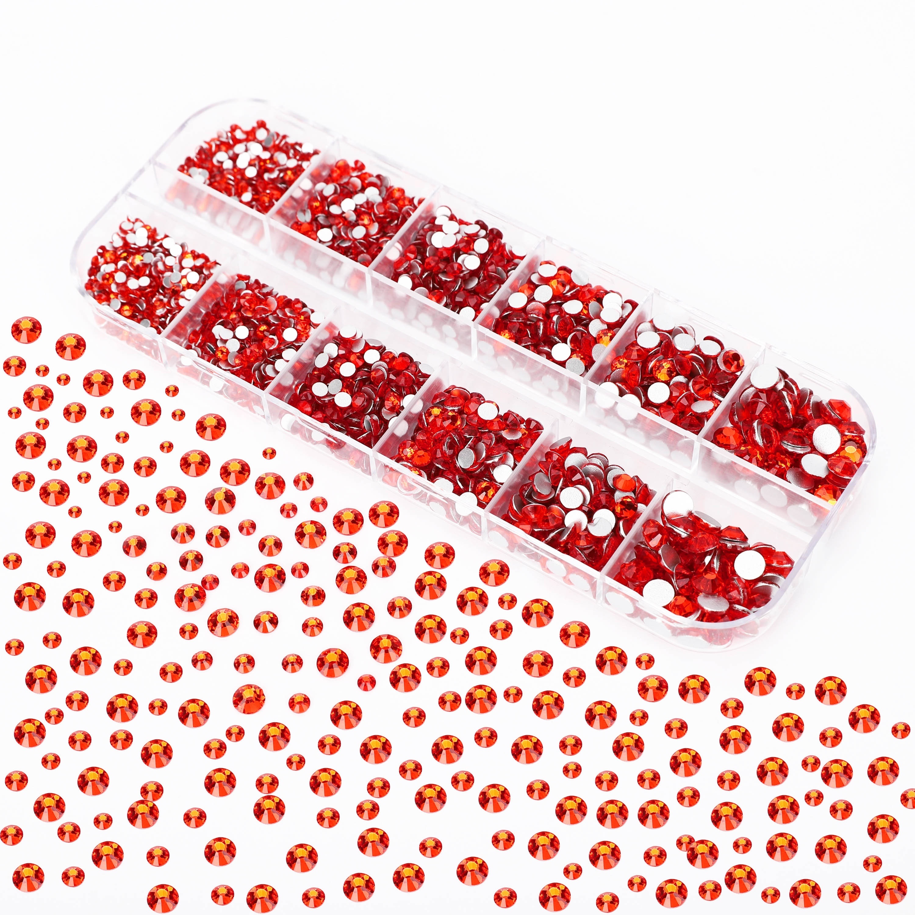 660Pcs Red Rhinestones Crystals Gems Nail Art Flat Back Round Multi Sized  Shapes Red Gems Rhinestone Stones Beads for Nail Art DIY Jewelry Crafts