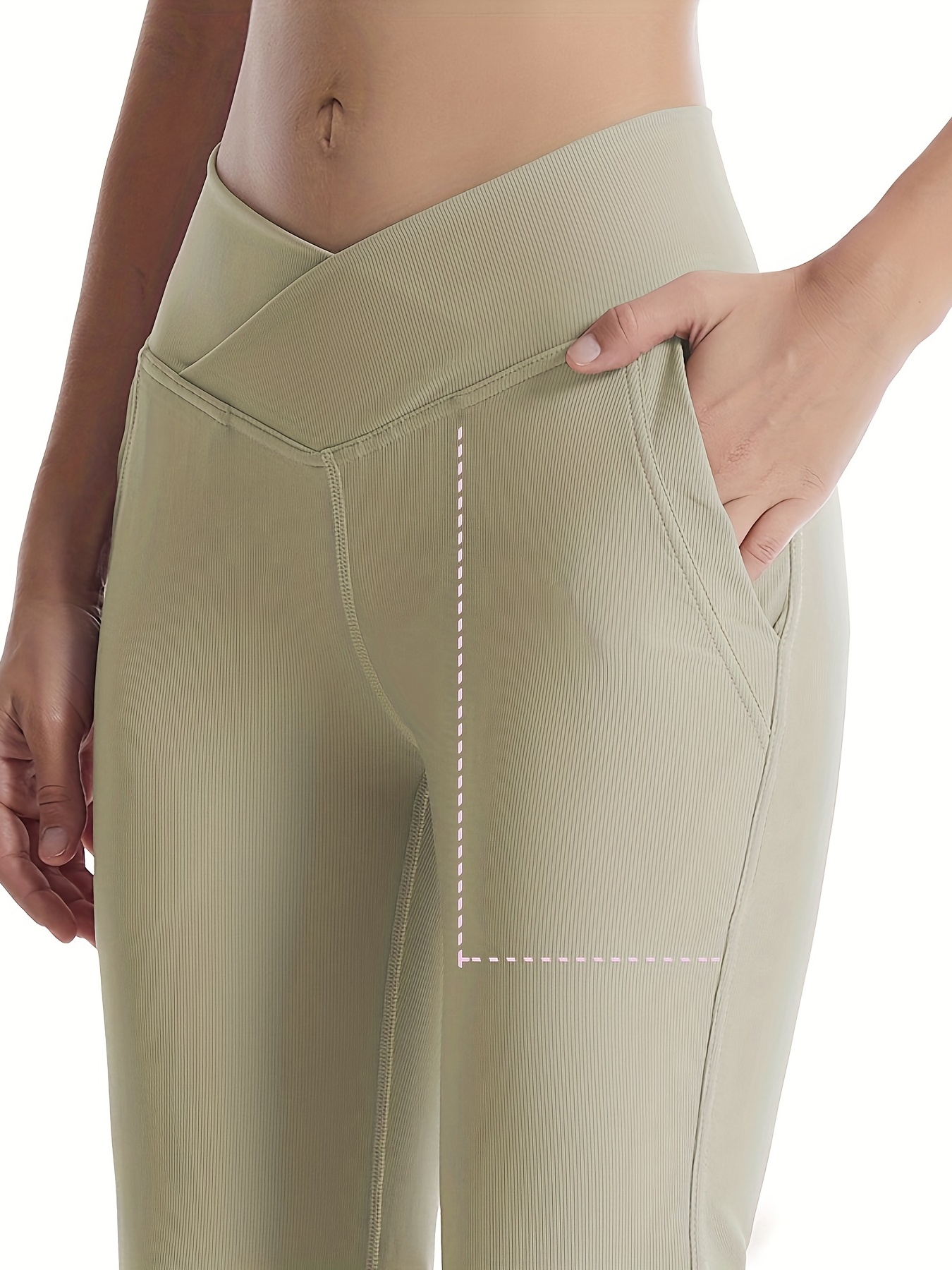 Women with Control Petite Tummy Control Slim-Leg Yoga Pants w/ Pocket Olive