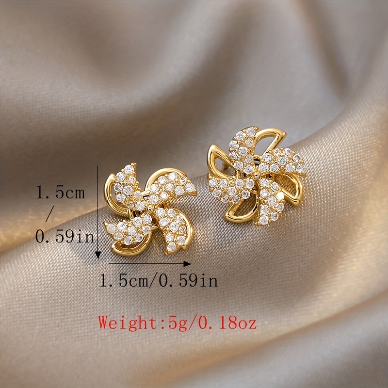 Rotatable Windmill 18K Plated Stud Earrings, Gift for Women