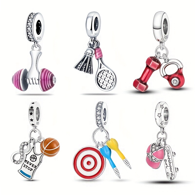 Dumbbell & Heart Dangle Charm