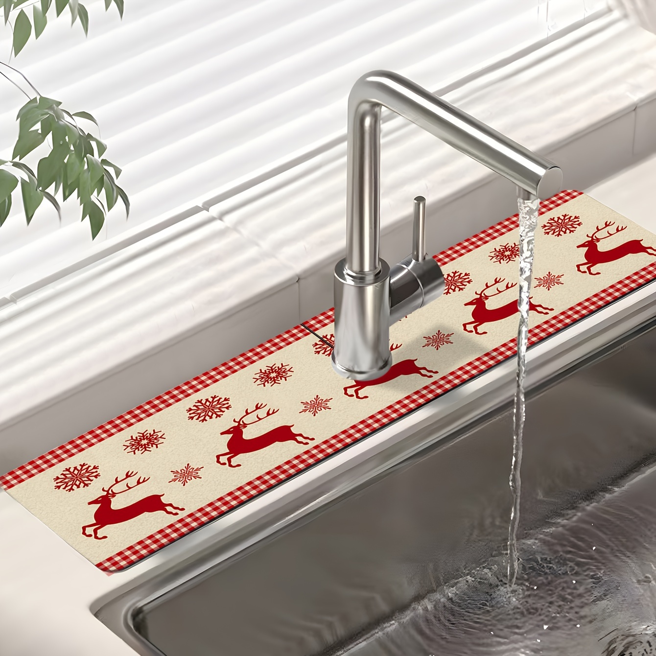 New Christmas Diatom Mud Faucet Absorbent Mat, Kitchen Countertop