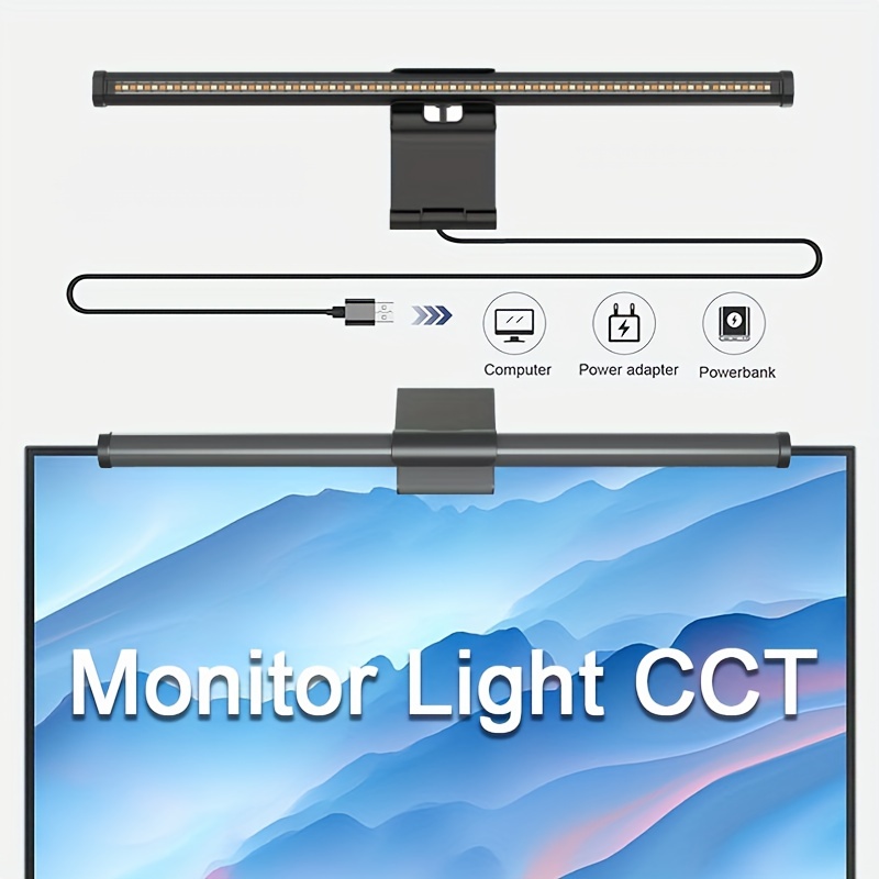 ROXXAN - Lámpara LED para monitor de computadora, escritorio, portátil,  lámpara LED sobre la pantalla, teclado iluminado, ajuste de 5 colores y