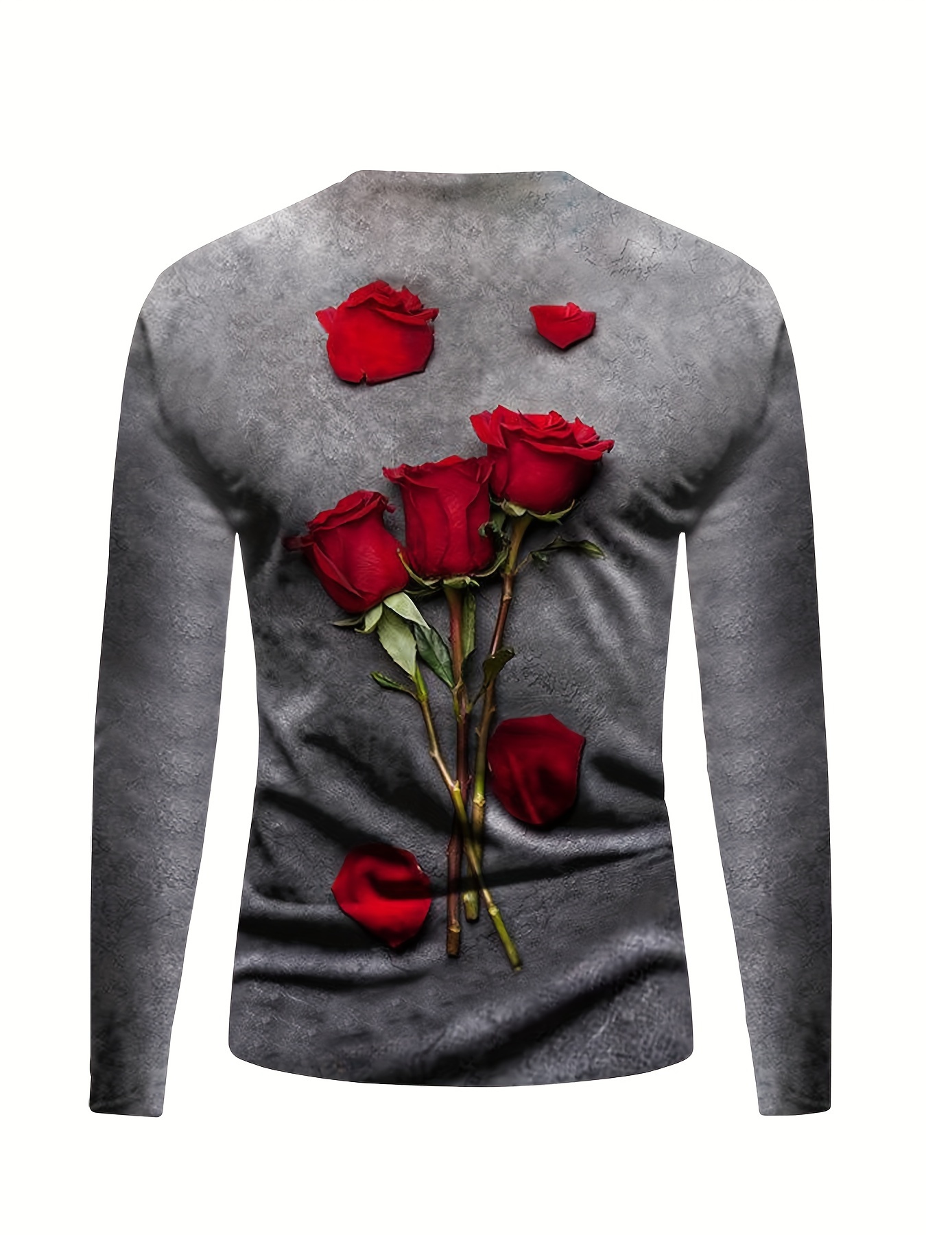 black long sleeve shirt with red roses