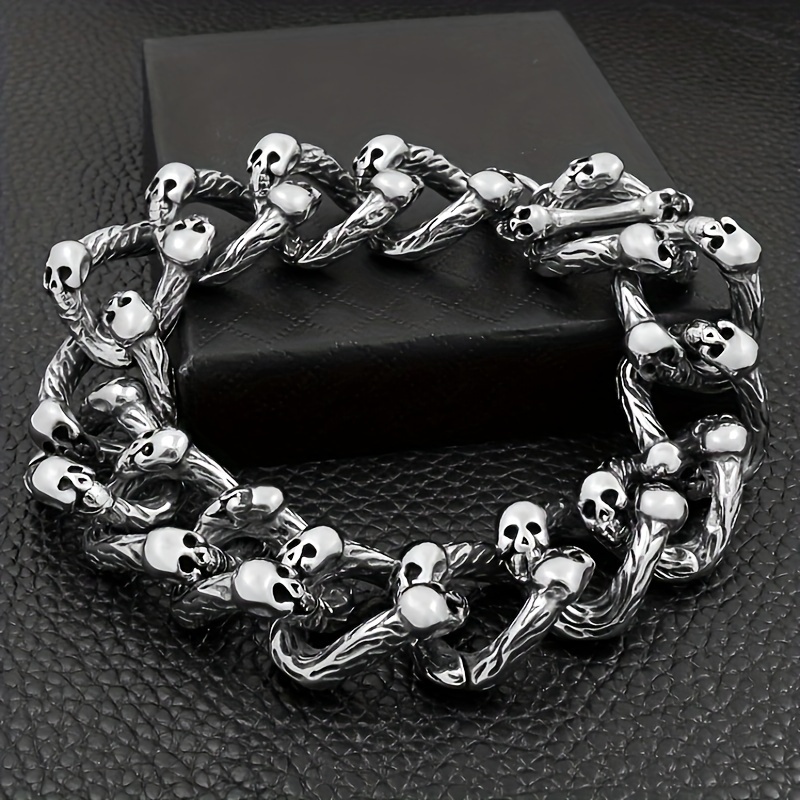 NOLITOY 2pcs skull bracelet grunge bracelets decorative cuff bracelet emo  bracelet gothic bracelet men's accessories punk skeleton bracelet European