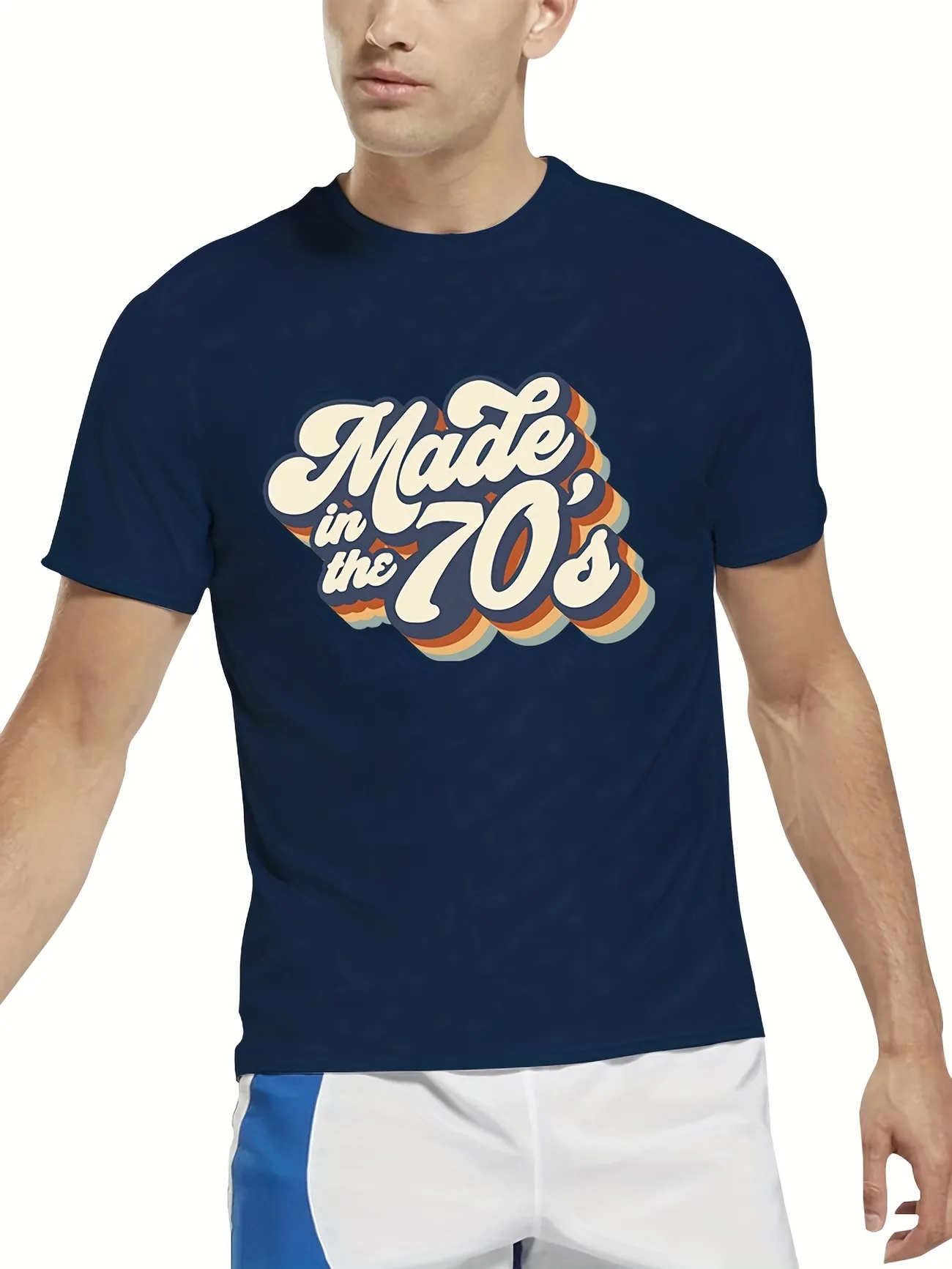 made In 70's Trendy T-shirt For Men, Plus Size Comfy Summer