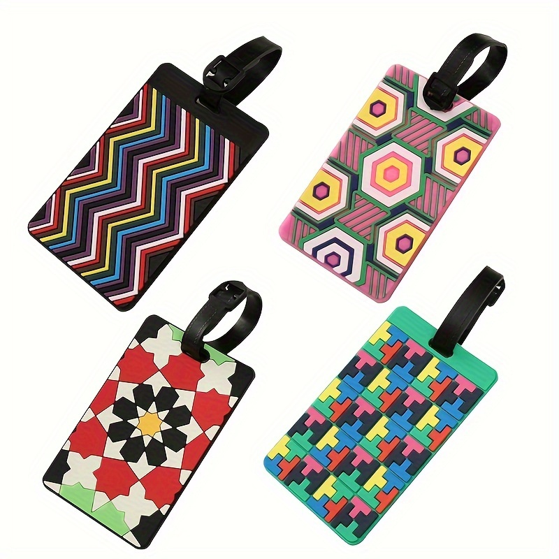 Luggage Tags Colorful Pvc Soft Boarding Pass Geometric Temu Canada