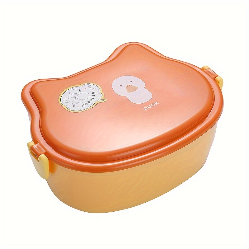 Cartoon Lunch Box With Cutlery Cute Kawaii Bento Box 2 Tiers - Temu