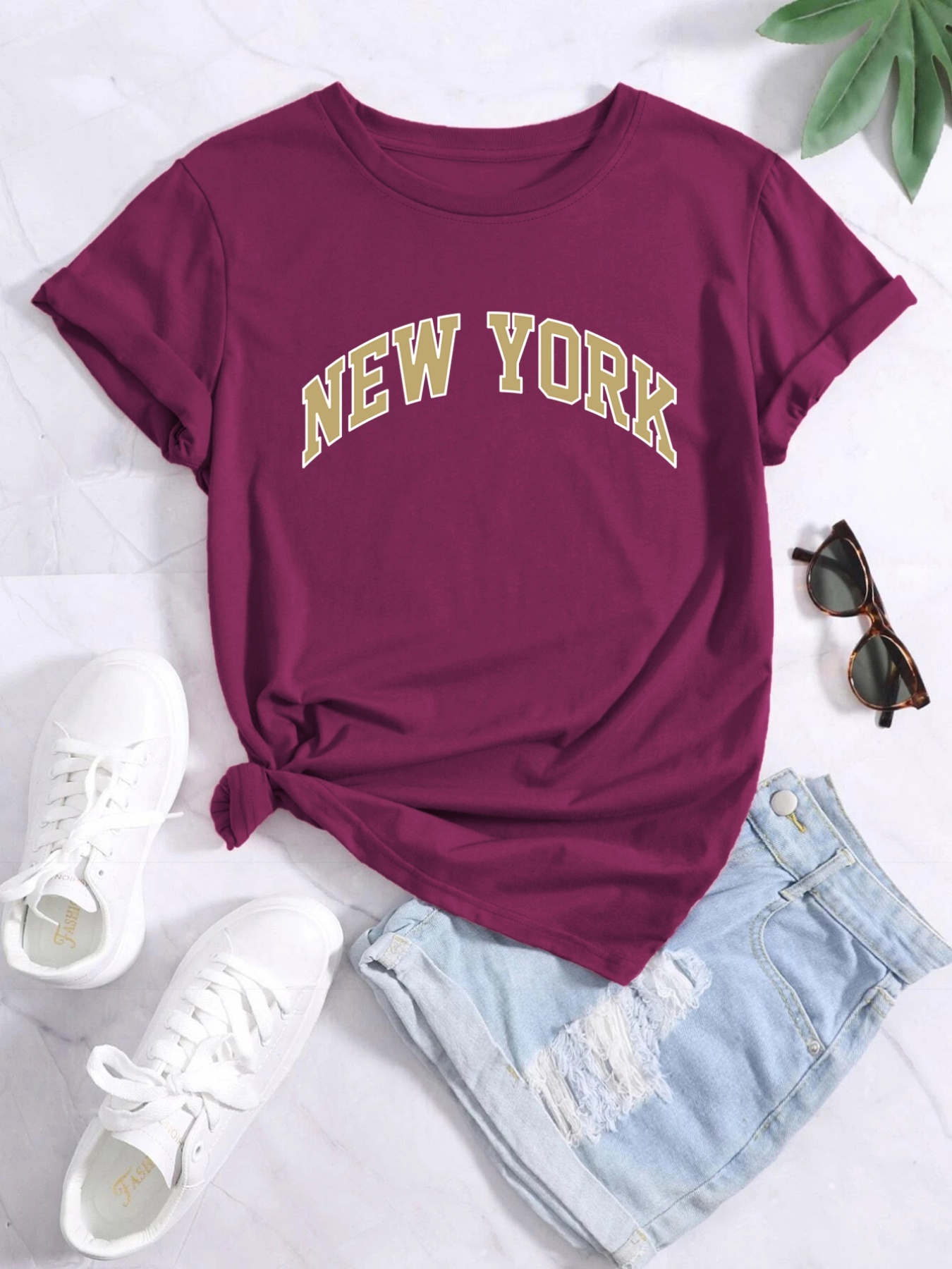 NEW YORK PRINT T-SHIRT - Burgundy